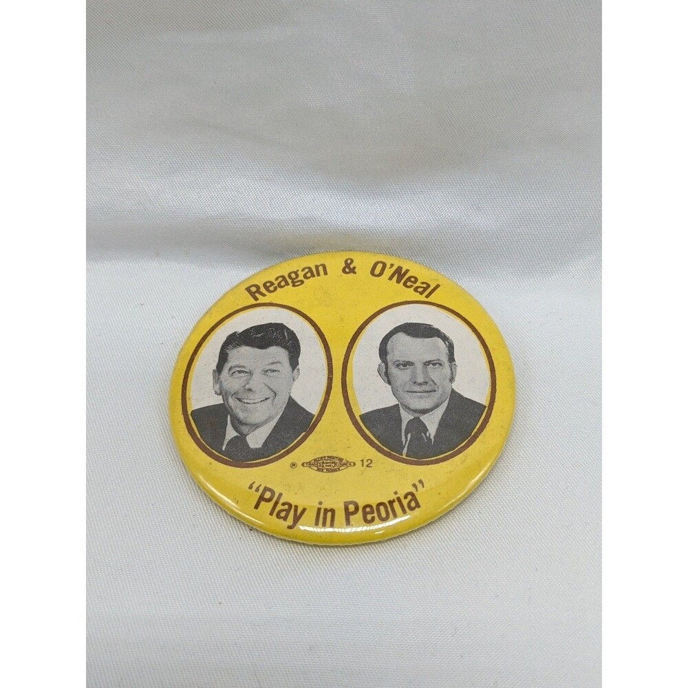 Ronald Reagan And O'Neal Play In Peoria Pinback 2"